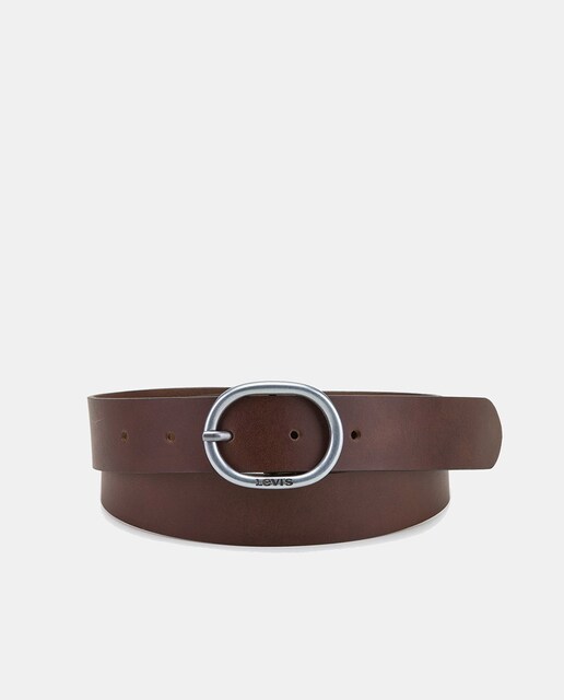 Imagen 0 de Cinturón de mujer Levi's de piel marrón con hebilla oval