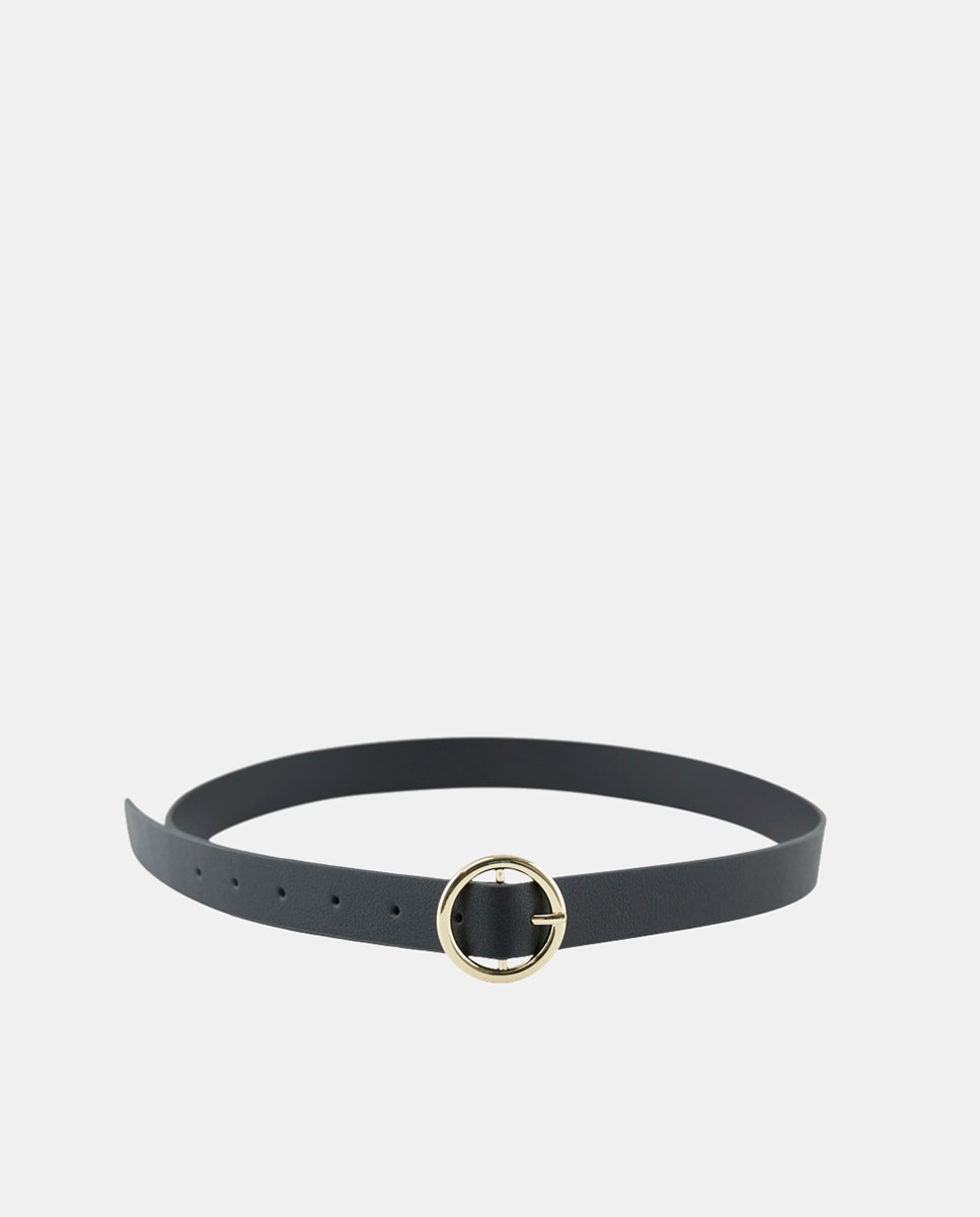Cinto com Fivela Redonda - Preto Preto-5