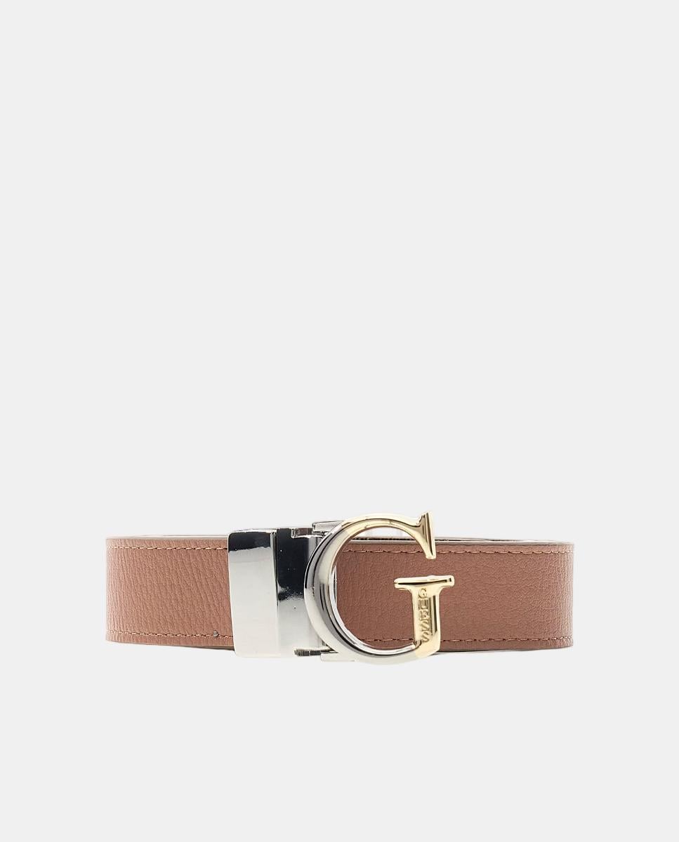 Cinto Ajustável com Fivela Tipo G Retangular Metálica Bege-1