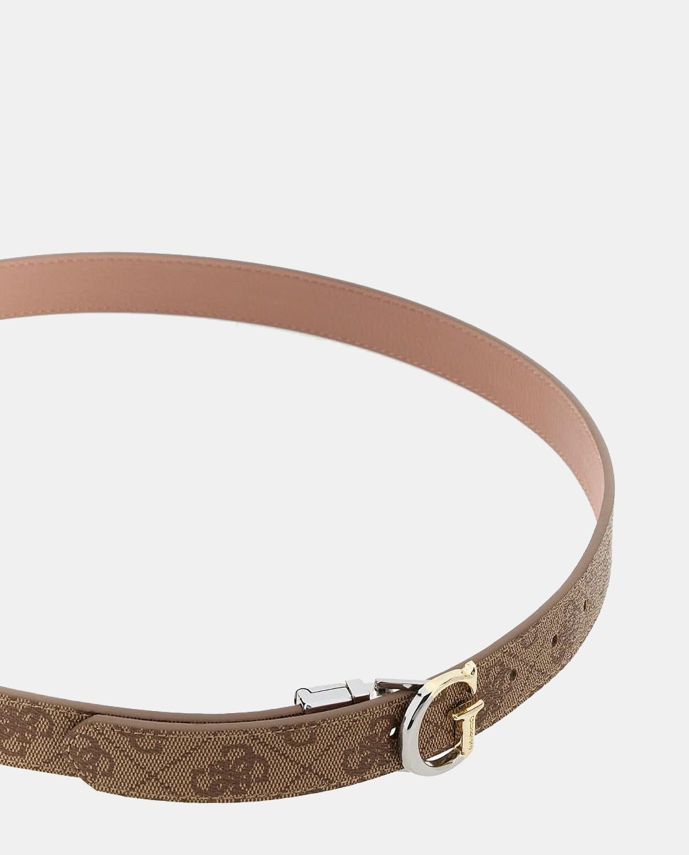 Cinto Ajustável com Fivela Tipo G Retangular Metálica Bege-3