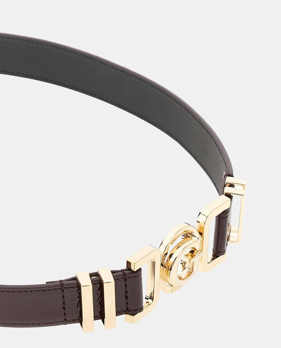 Cinto Não Ajustável com Fivela de Logótipo G Bordeaux-2