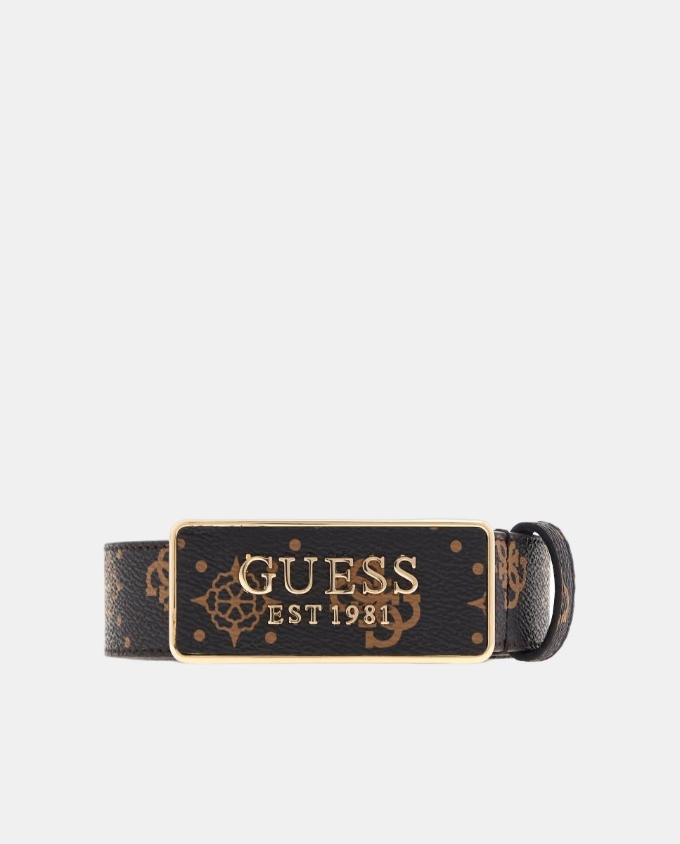 Cinto Não Ajustável com Fivela de Logótipo Castanho-escuro-1