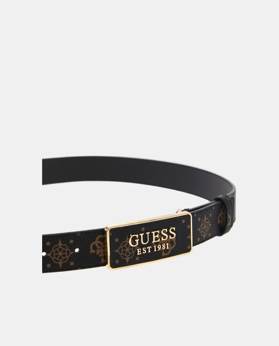 Cinto Não Ajustável com Fivela de Logótipo Castanho-escuro-2