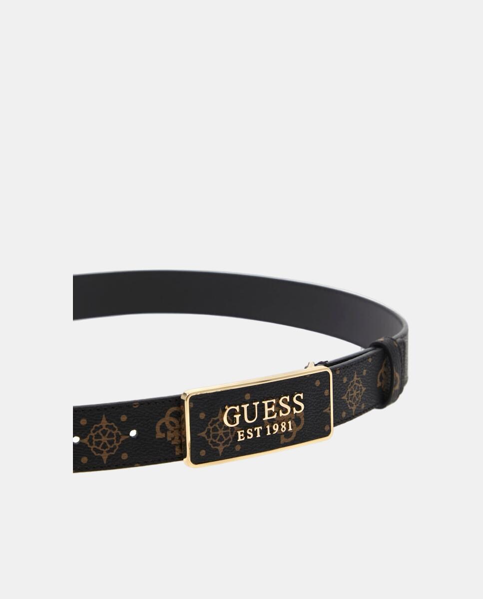 Cinto Não Ajustável com Fivela de Logótipo Castanho-escuro-2