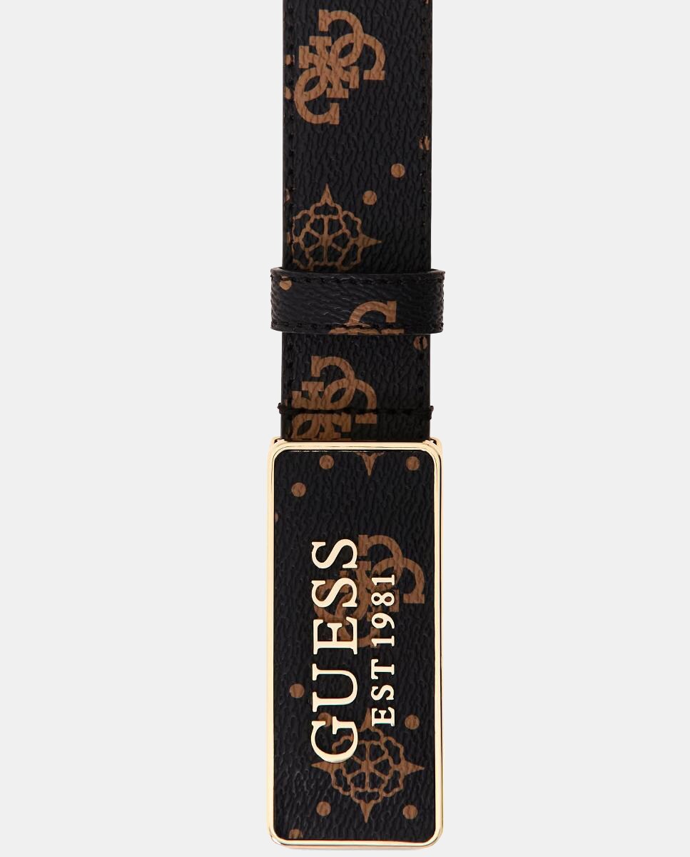 Cinto Não Ajustável com Fivela de Logótipo Castanho-escuro-3