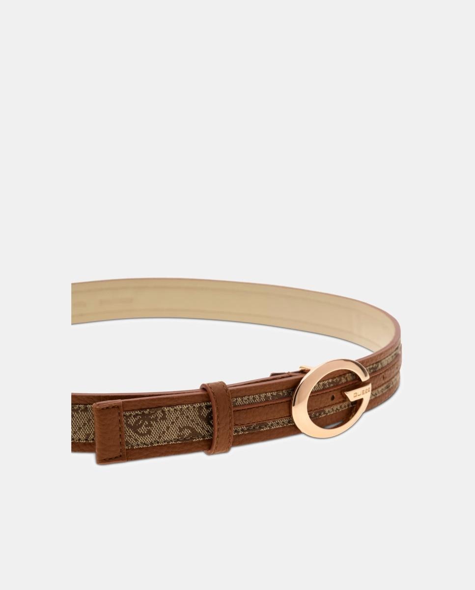 Cinto com Fivela Oval e Monograma Castanho-claro-3