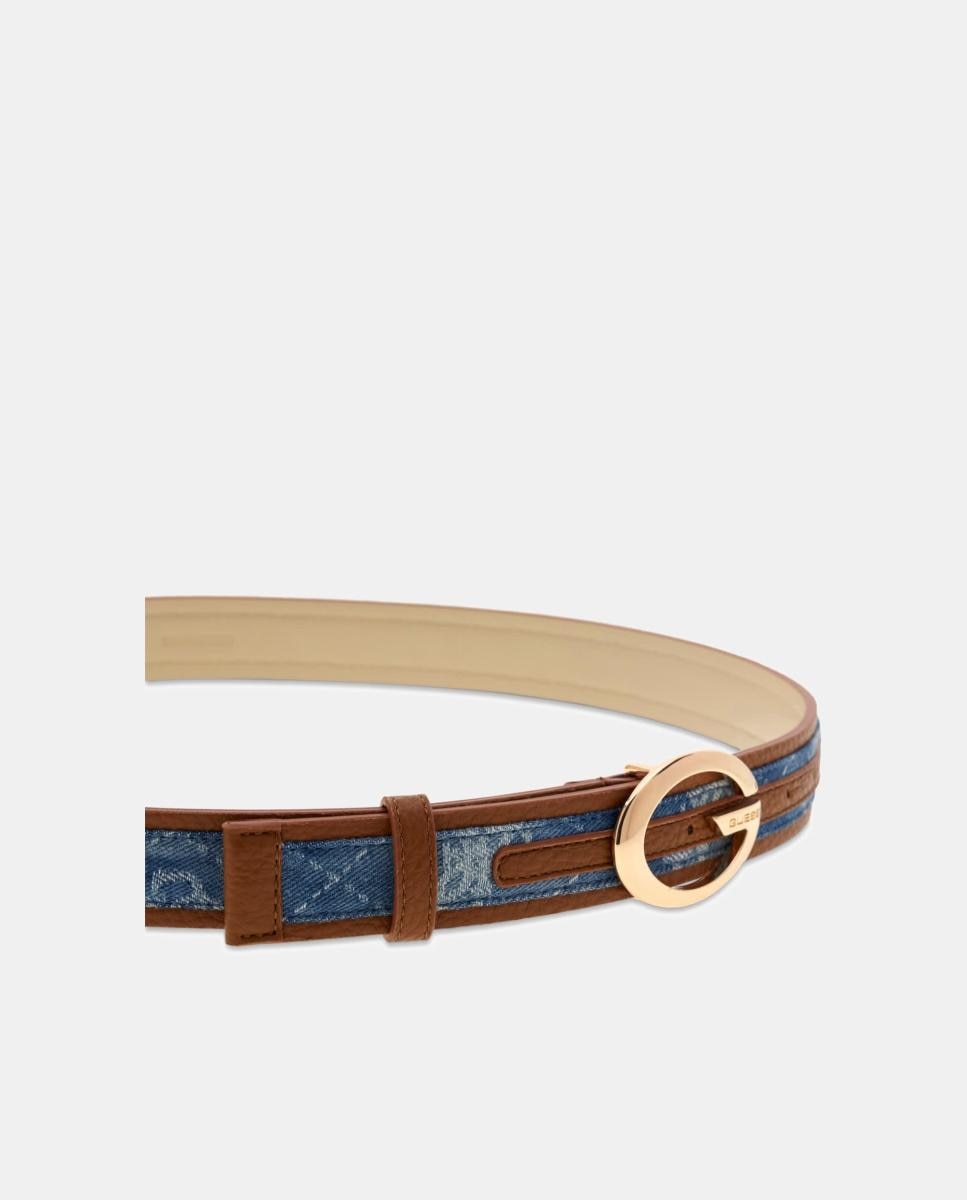 Cinto com Fivela Oval e Monograma Azul-3