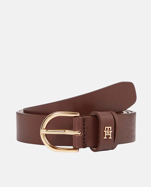 Imagen 0 de Cinturón de piel de mujer en color marrón de Tommy Hilfiger.