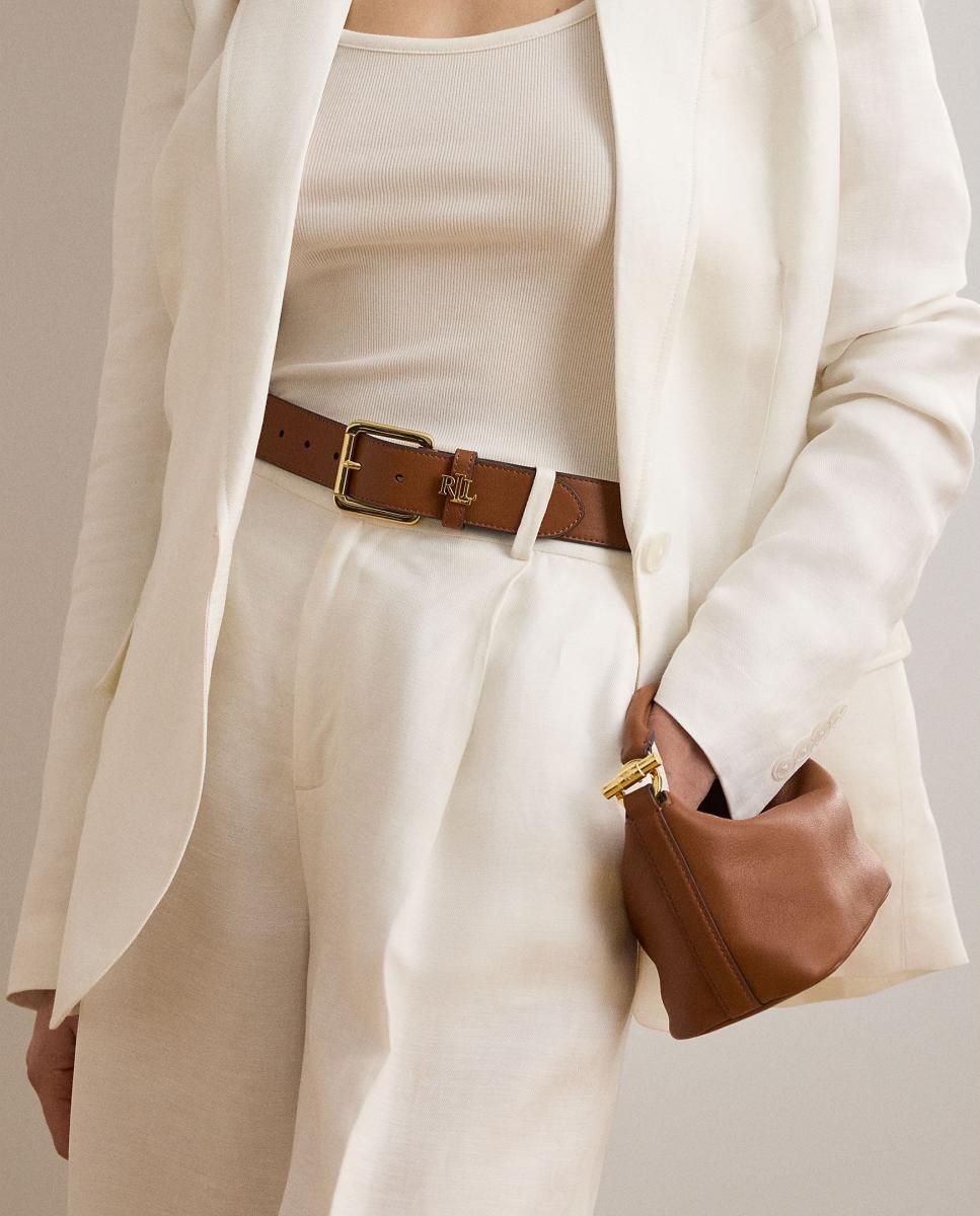 Imagen 2 de Cinturón de mujer de piel con hebilla dorada. - Lauren Ralph Lauren - Camel Camel