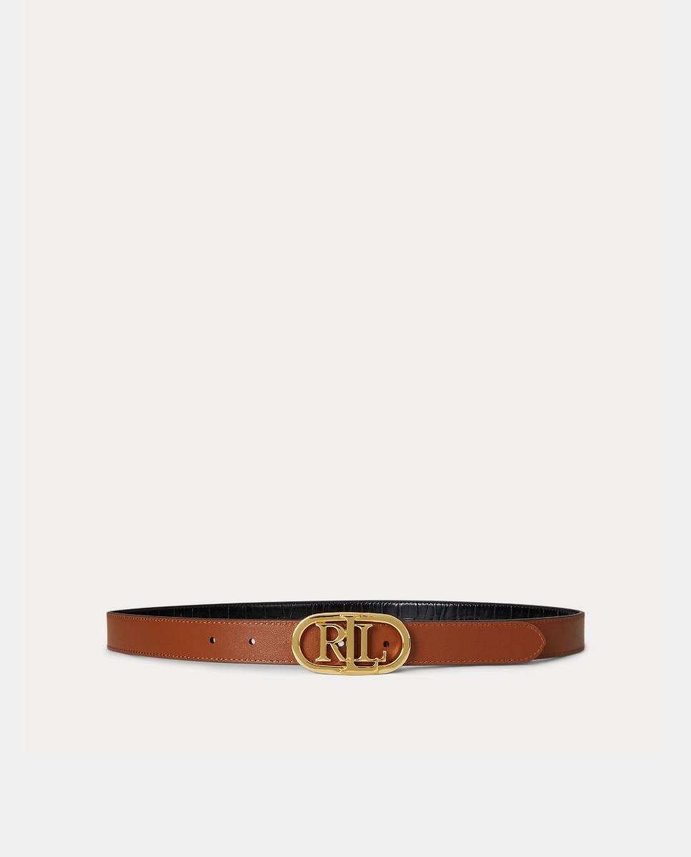 Cinto Reversível em Pele com Fivela Oval - Dourado Preto-2