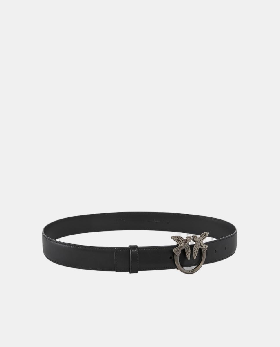 Cinto de 3 cm com Fivela Prateada Preto-2
