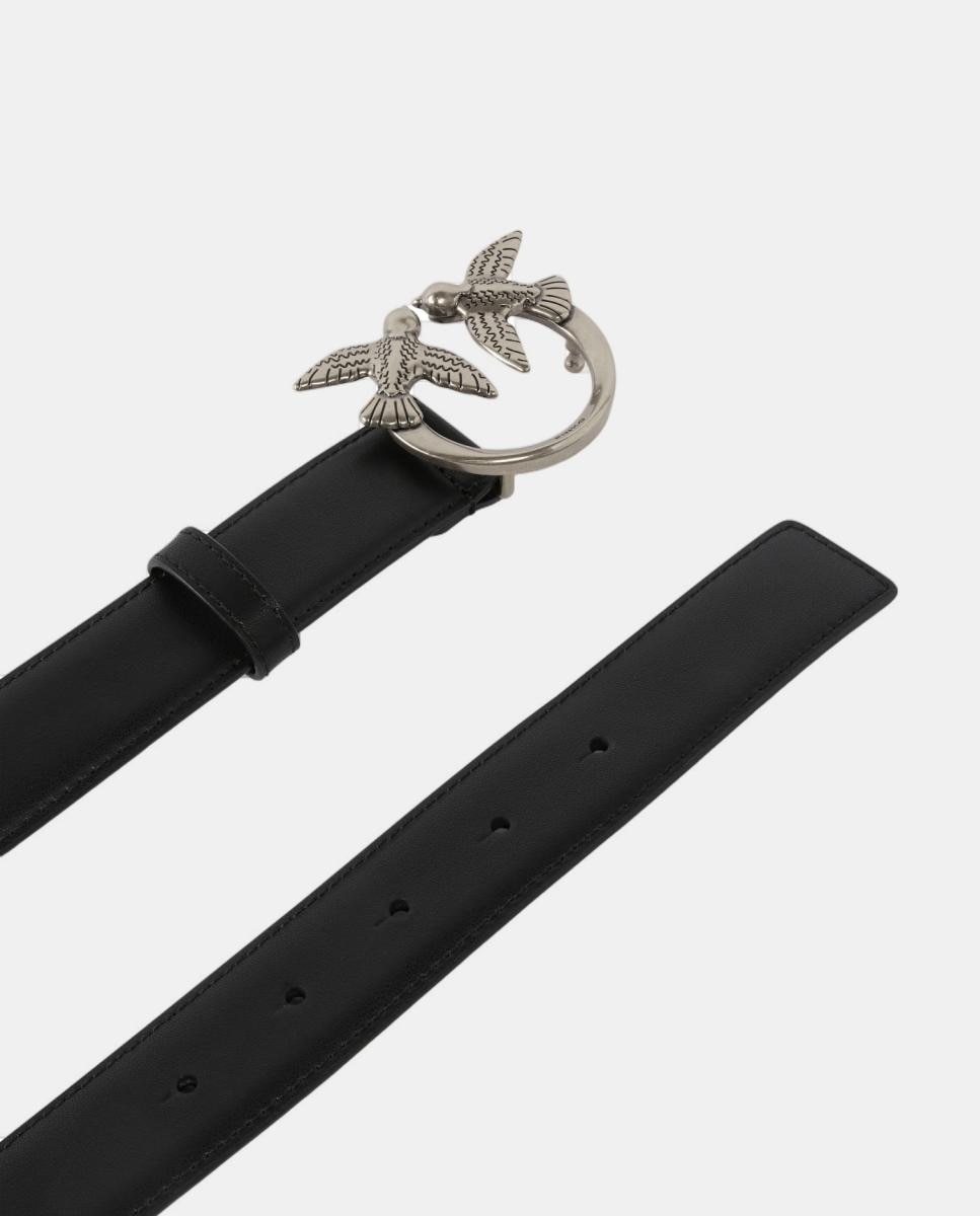 Cinto de 3 cm com Fivela Prateada Preto-3