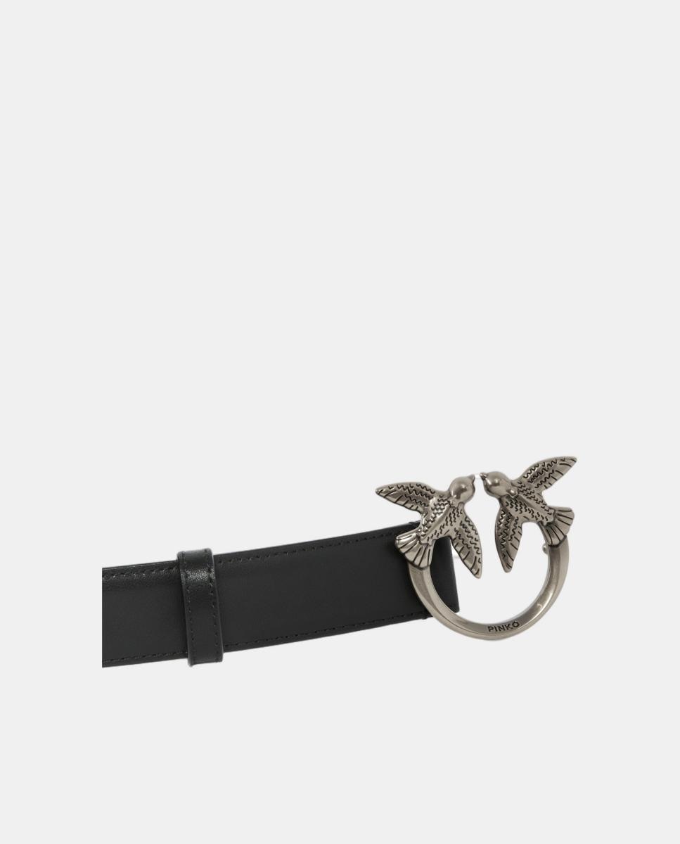 Cinto de 3 cm com Fivela Prateada Preto-5