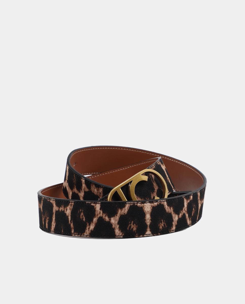 Cinto Reversível com Animal Print e Fivela com Logótipo Oval Castanho-escuro-7