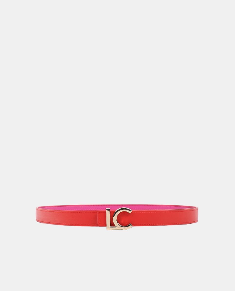 Cinto Bicolor com Fivela com Logótipo LC Vermelho-4