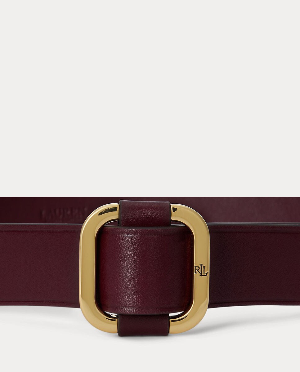 Cinto com Fivela Oval e em Pele Grená-2