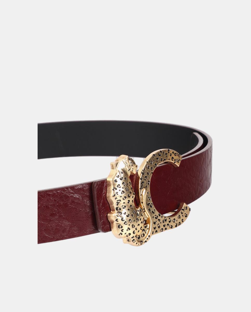 Cinto Reversível Texturizado com Fivela LC Leopardo - Bordeaux Bordeaux-3