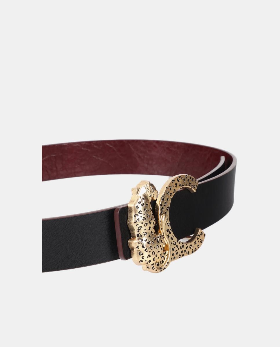 Cinto Reversível Texturizado com Fivela LC Leopardo - Bordeaux Bordeaux-6