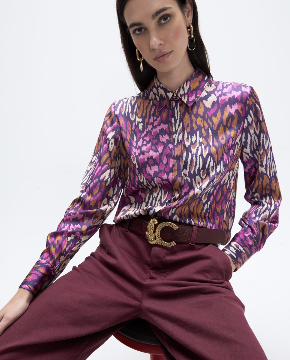Cinto Reversível Texturizado com Fivela LC Leopardo - Bordeaux Bordeaux-9