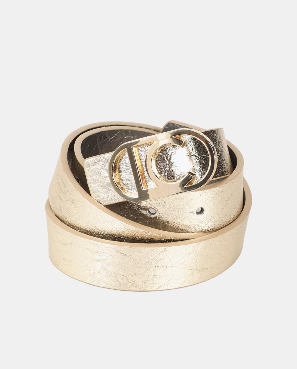 Cinto Metálico Reversível Fino com Fivela Dourada - Dourado Ouro-4