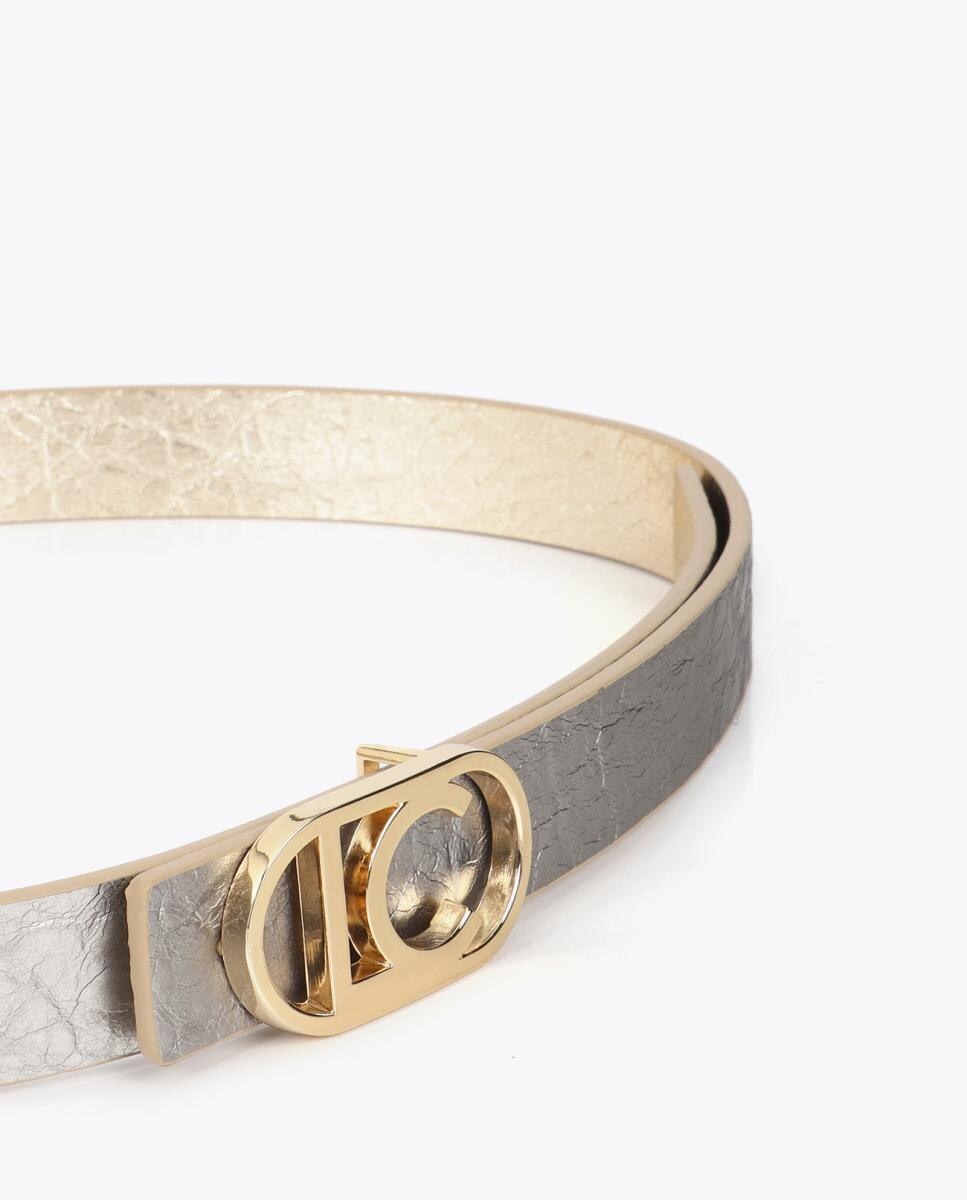 Cinto Metálico Reversível Fino com Fivela Dourada - Dourado Ouro-7