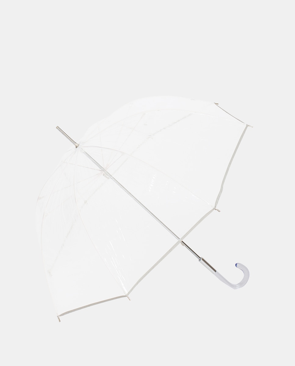 Guarda-Chuva Comprido Transparente com Vivos - Laranja Bege-1