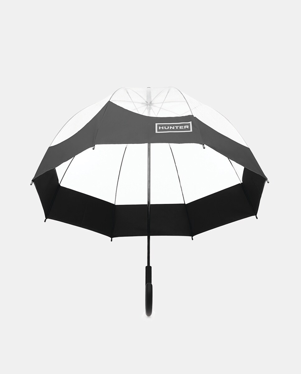 Guarda-chuva comprido de mulher Hunter transparente com pormenor preto Preto-2