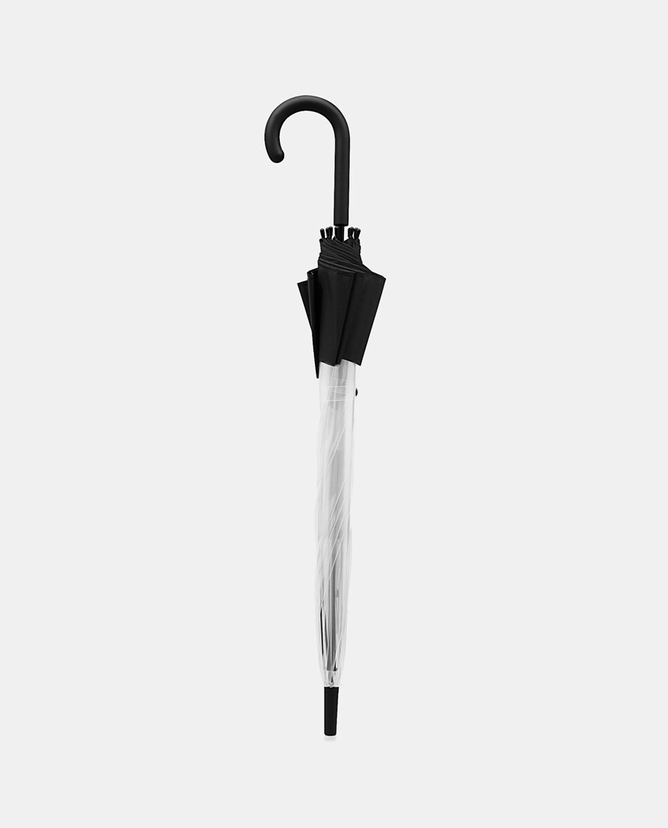 Guarda-chuva comprido de mulher Hunter transparente com pormenor preto Preto-3
