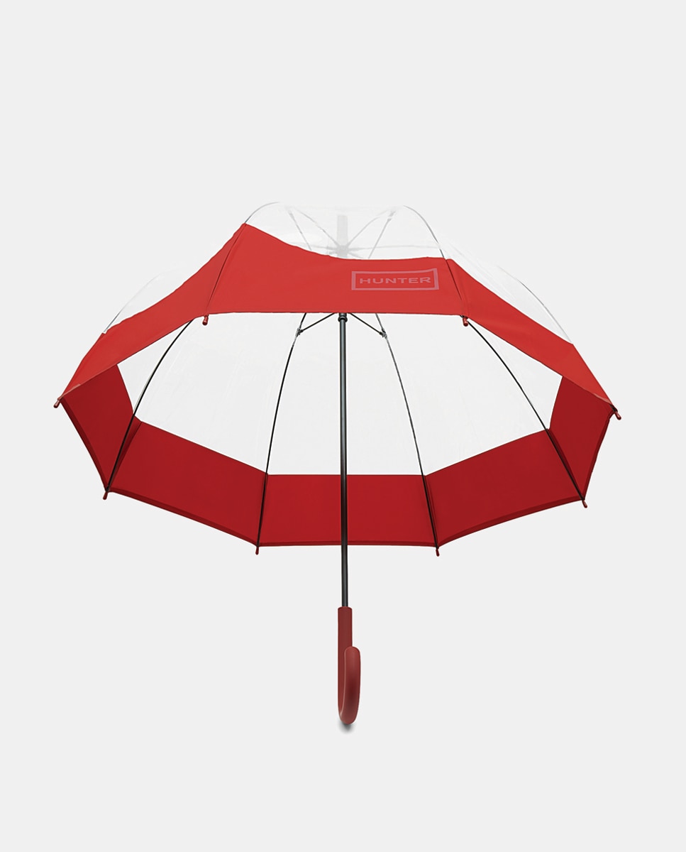 Guarda-chuva comprido de mulher Hunter transparente com pormenor preto Vermelho-2