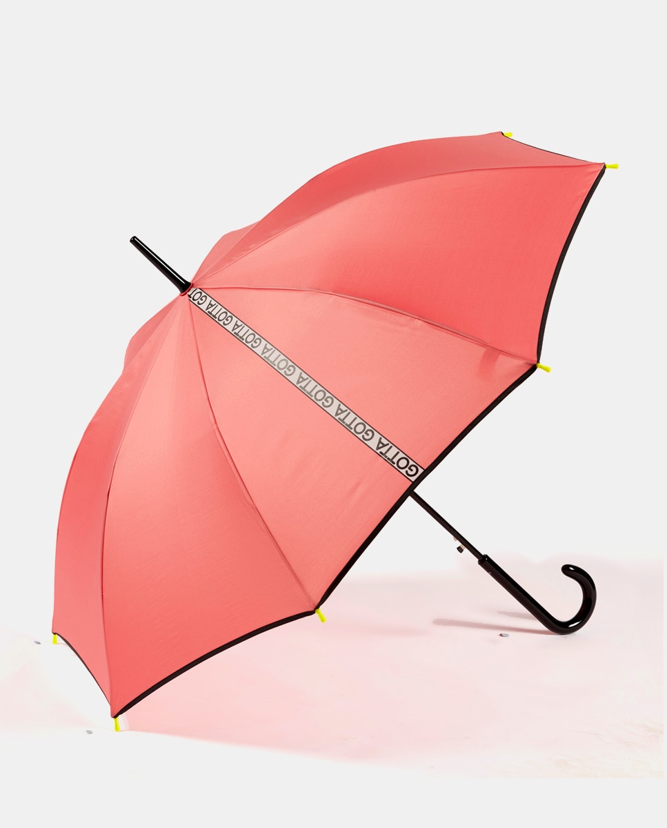 Imagem 0 de Guarda-Chuva Comprido Automático Liso com Rebordo Decorativo - Coral