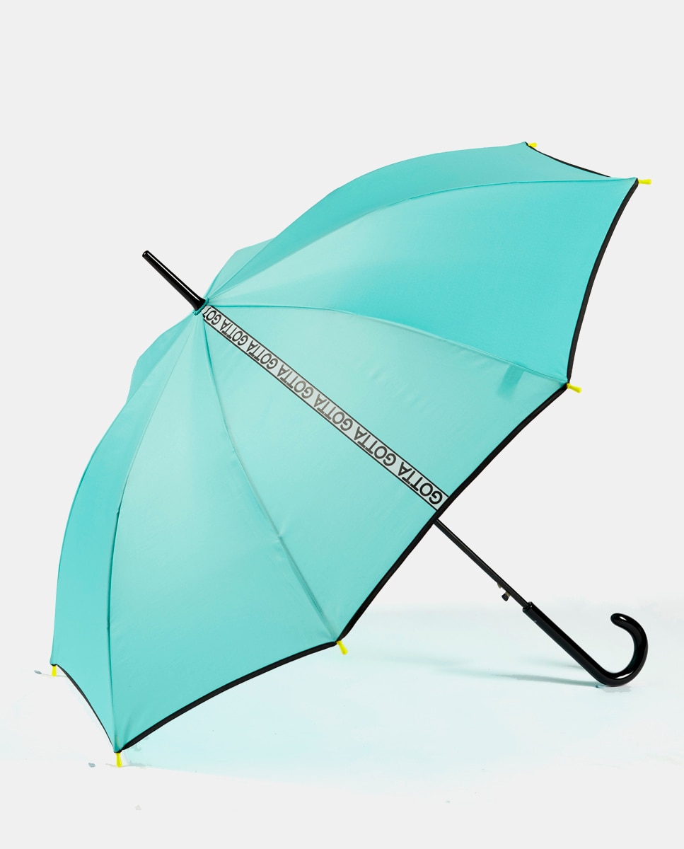 Imagem 0 de Guarda-Chuva Comprido Automático Liso com Rebordo Decorativo - Azul Turquesa