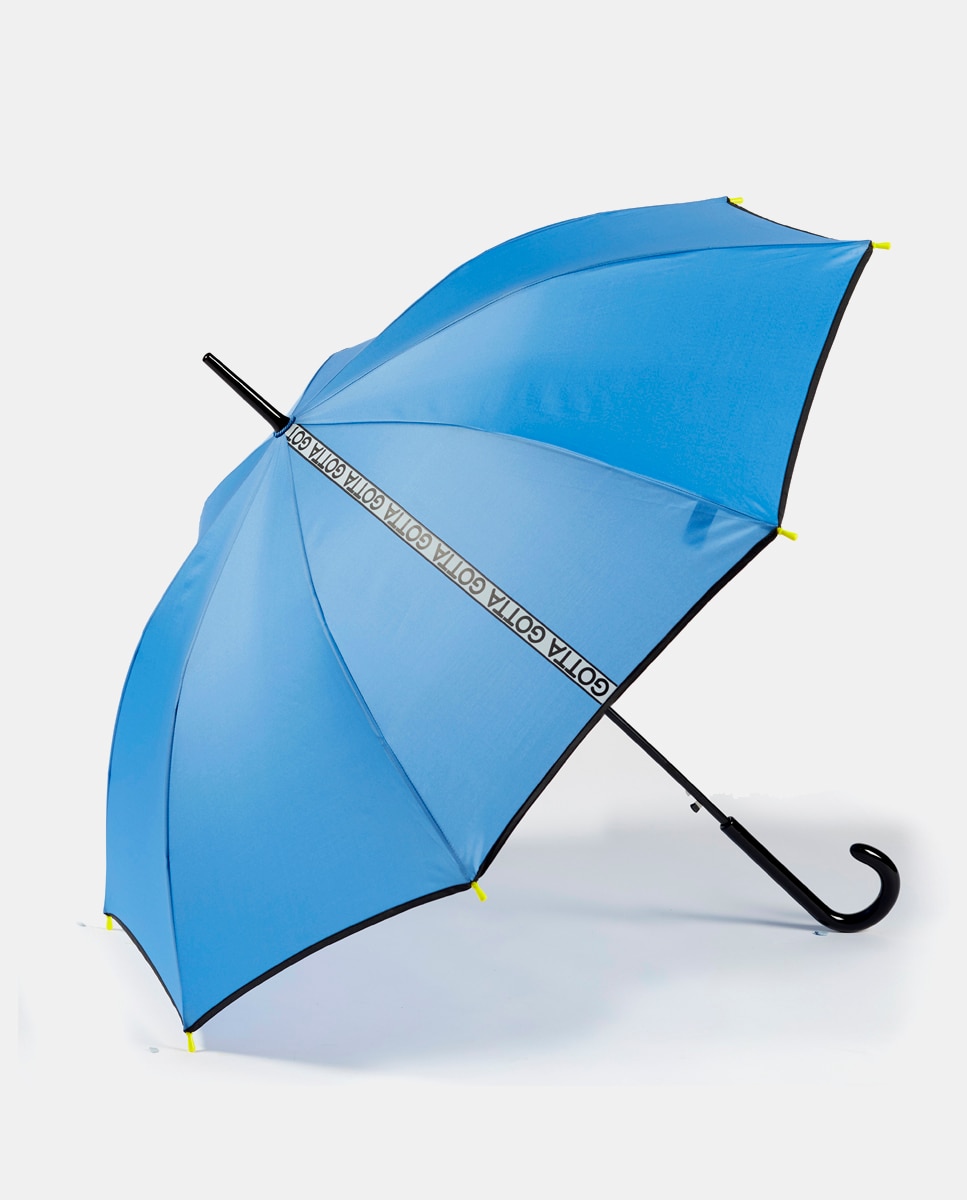Imagem 0 de Guarda-Chuva Comprido Automático Liso com Rebordo Decorativo - Azul