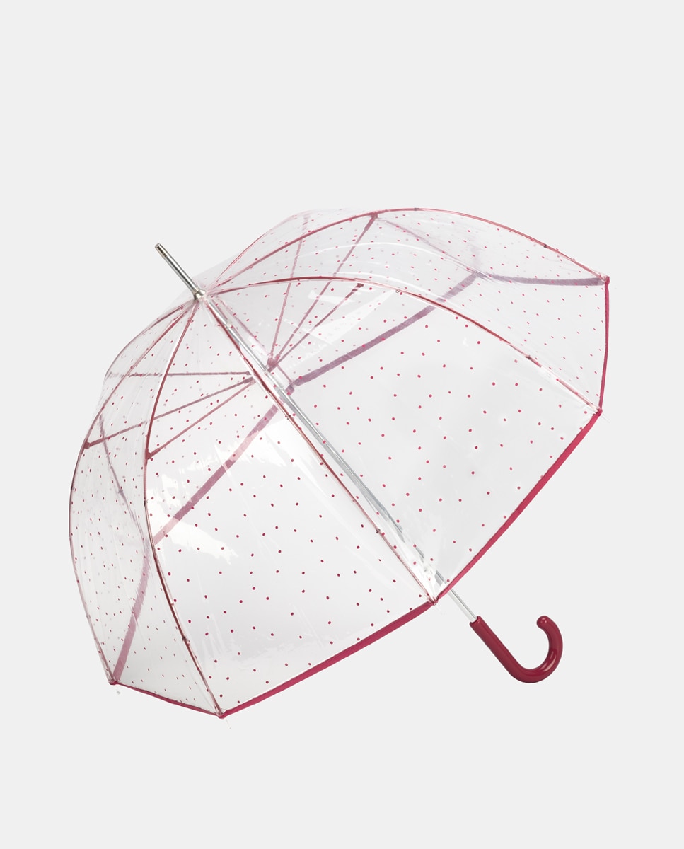 Guarda-Chuva Comprido Manual com Cabo Curvado. PVC Liso Vermelho-1