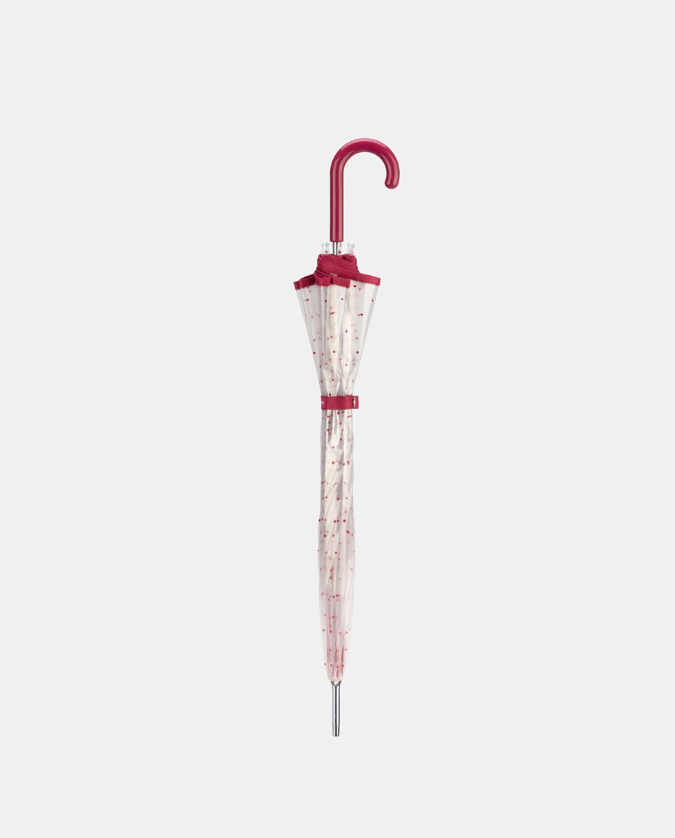 Guarda-Chuva Comprido Manual com Cabo Curvado. PVC Liso Vermelho-2