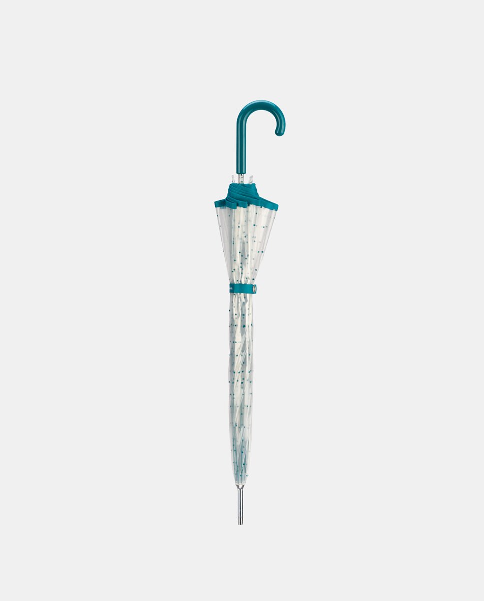 Guarda-Chuva Comprido Manual com Cabo Curvado. PVC Liso Turquesa-2