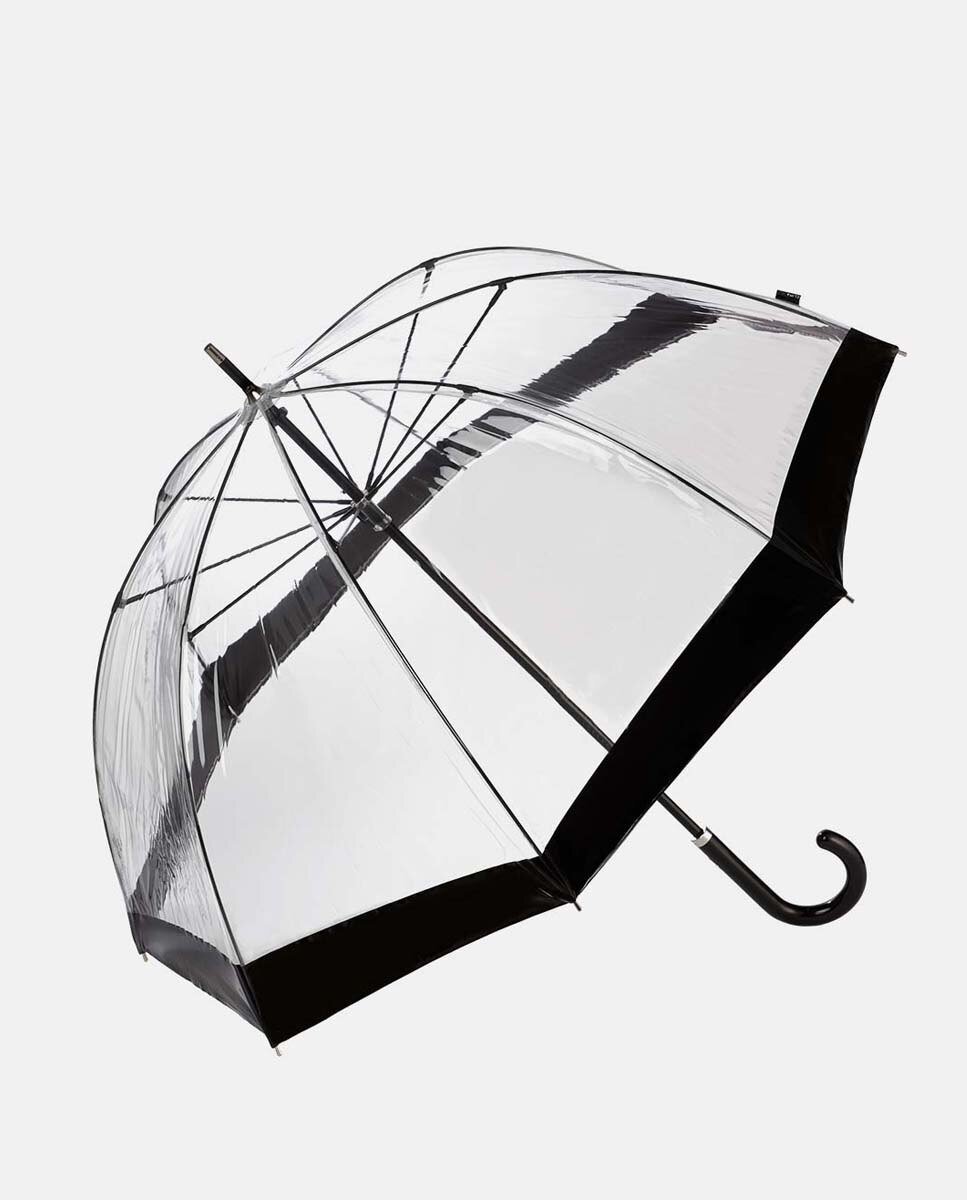 Guarda-Chuva Comprido Transparente "Essential Colors". Punho e Vivos Pretos. Com Sistema Windproof Preto-1