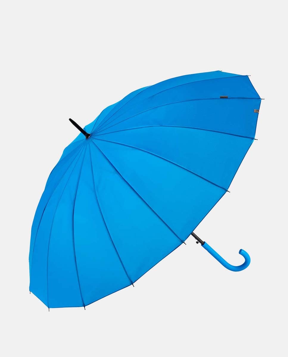 Guarda-Chuva Comprido Automático "Colorparty". Guarda-Chuva Robusto de 16 Varetas, com Proteção Solar UVP 50+ e Fabricado em Poliéster Reciclado e Reciclável. Azul-1