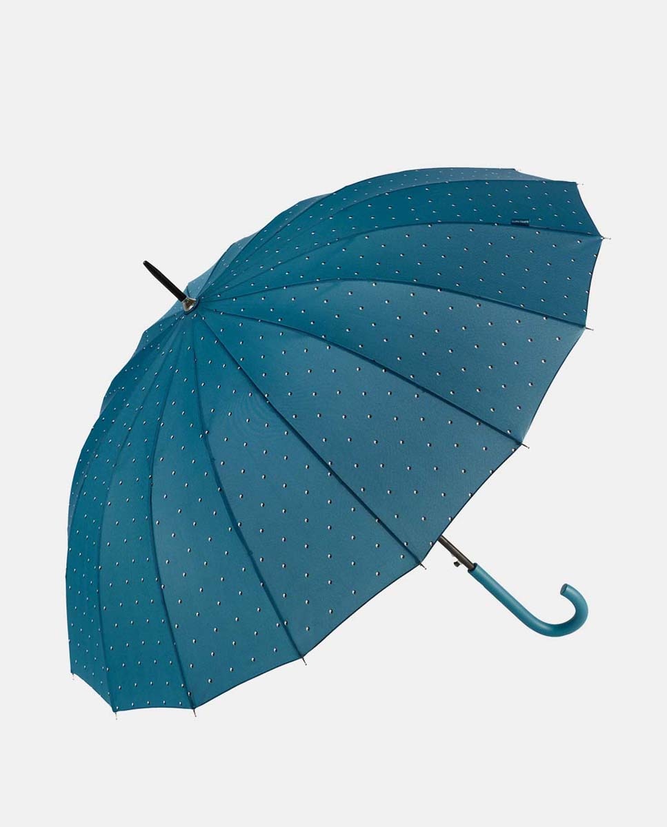 Guarda-Chuva Comprido Automático "Dots". Guarda-Chuva Robusto de 16 Varetas, com Proteção Solar UVP 50+ e Fabricado em Poliéster Reciclado e Reciclável Turquesa-1