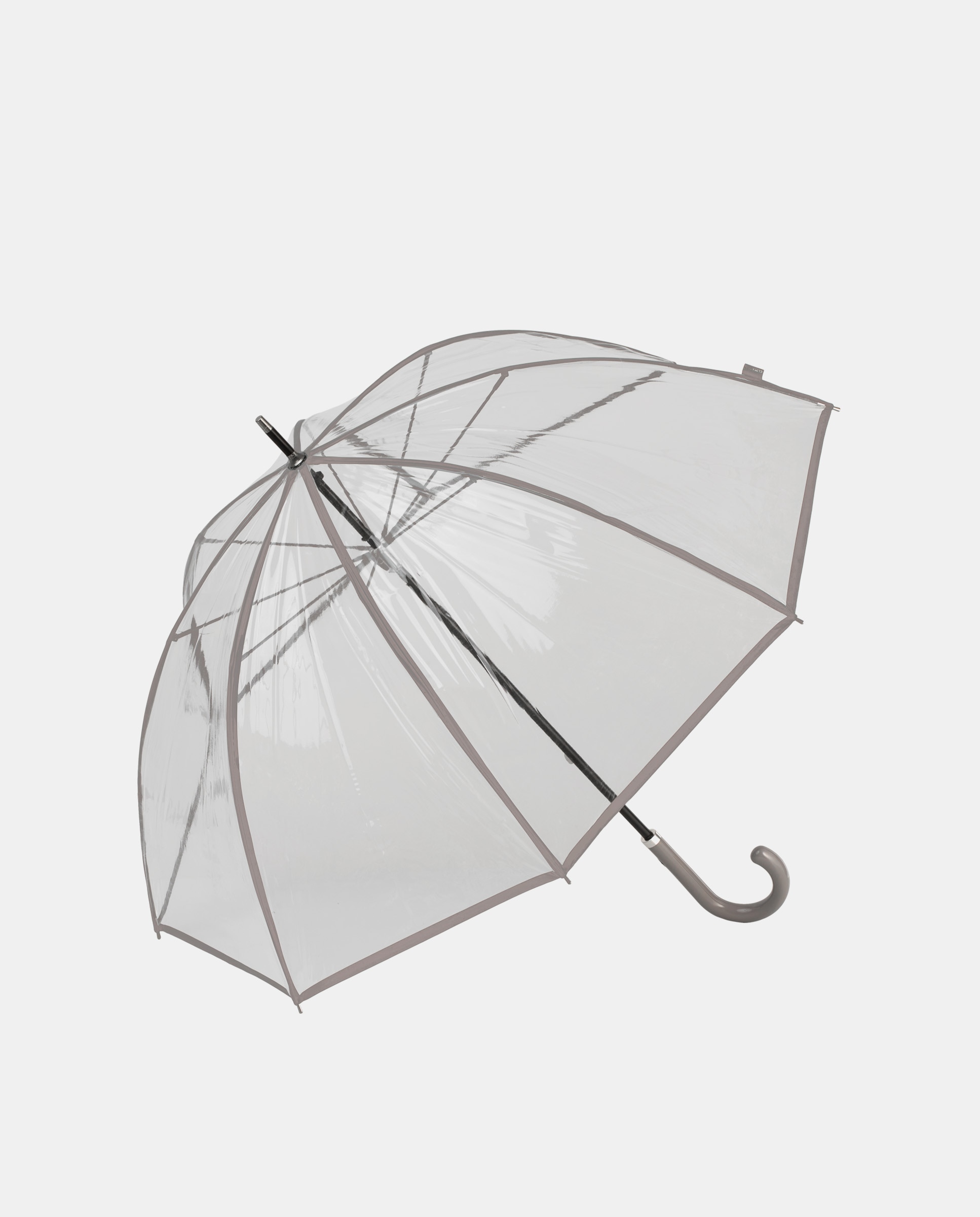 Imagem 0 de Guarda-Chuva Comprido Transparente Automático "Essential Colors". Punho e Rebordo Decorativo Cinzentos. Com Sistema Windproof.