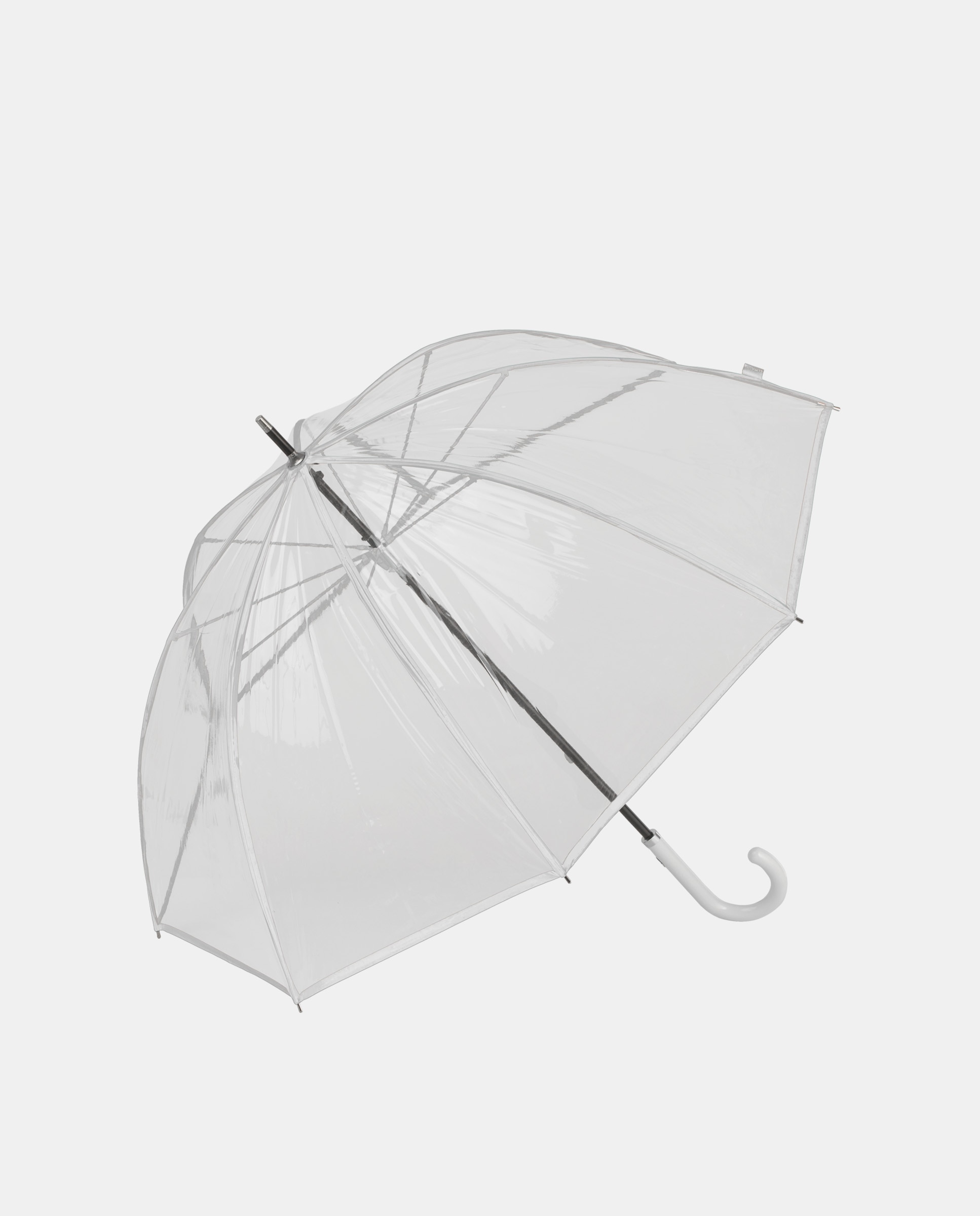 Imagem 0 de Guarda-Chuva Comprido Transparente Automático "Essential Colors". Punho e Rebordo Decorativo Brancos. Com Sistema Windproof.