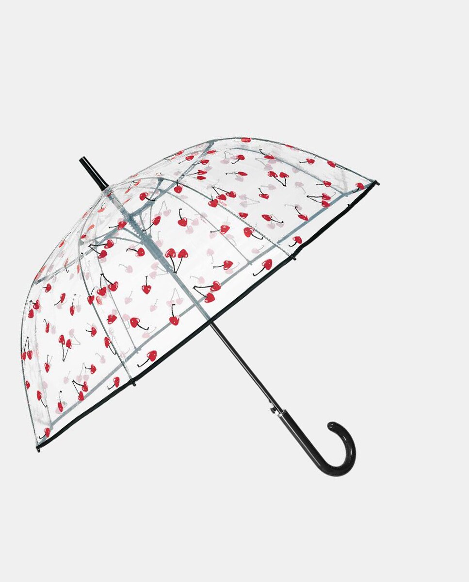 Guarda-Chuva Automático com Forma de Cúpula, POE Transparente Antivento com Varetas de Fibra de Vidro Transparente-1