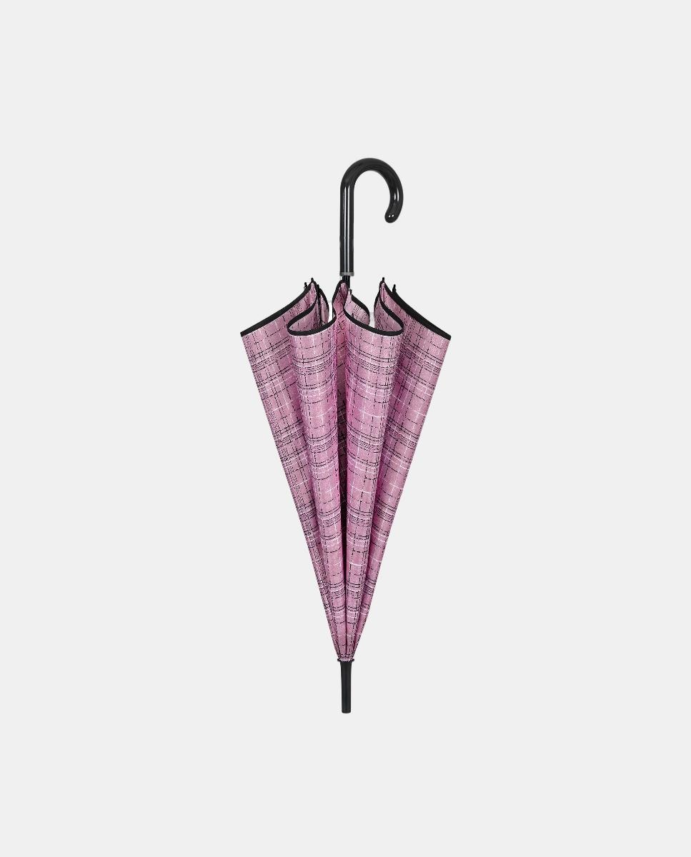 Guarda-Chuva Automático Antivento de Microfibra com Varetas de Fibra de Vidro Rosa-2