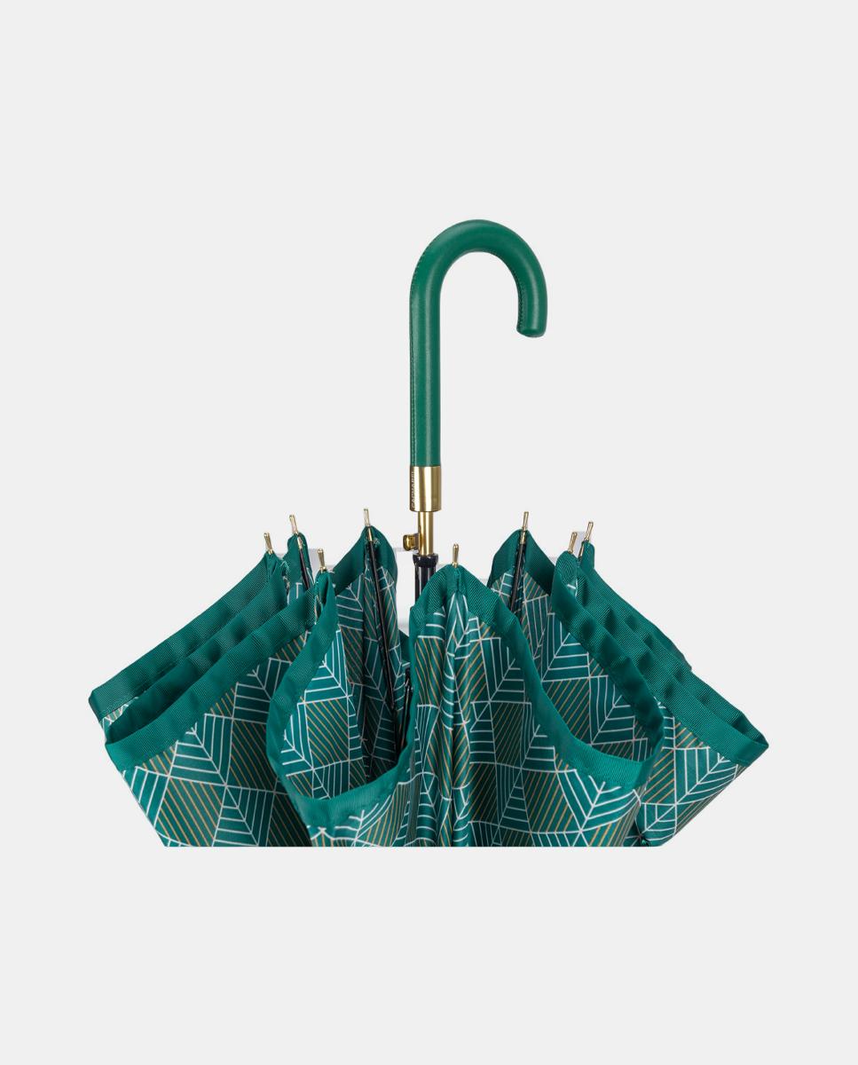 Guarda-Chuva Comprido Automático. Estampado Cabo Curvado. Verde-3