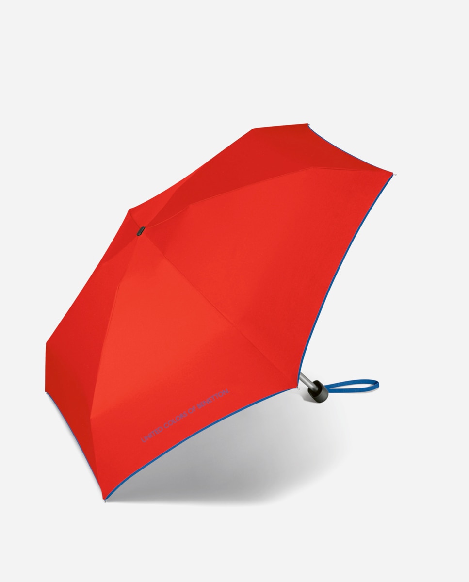 Guarda-Chuva Dobrável Mini Manual Liso com Debruado em Contraste - Vermelho Vermelho-1