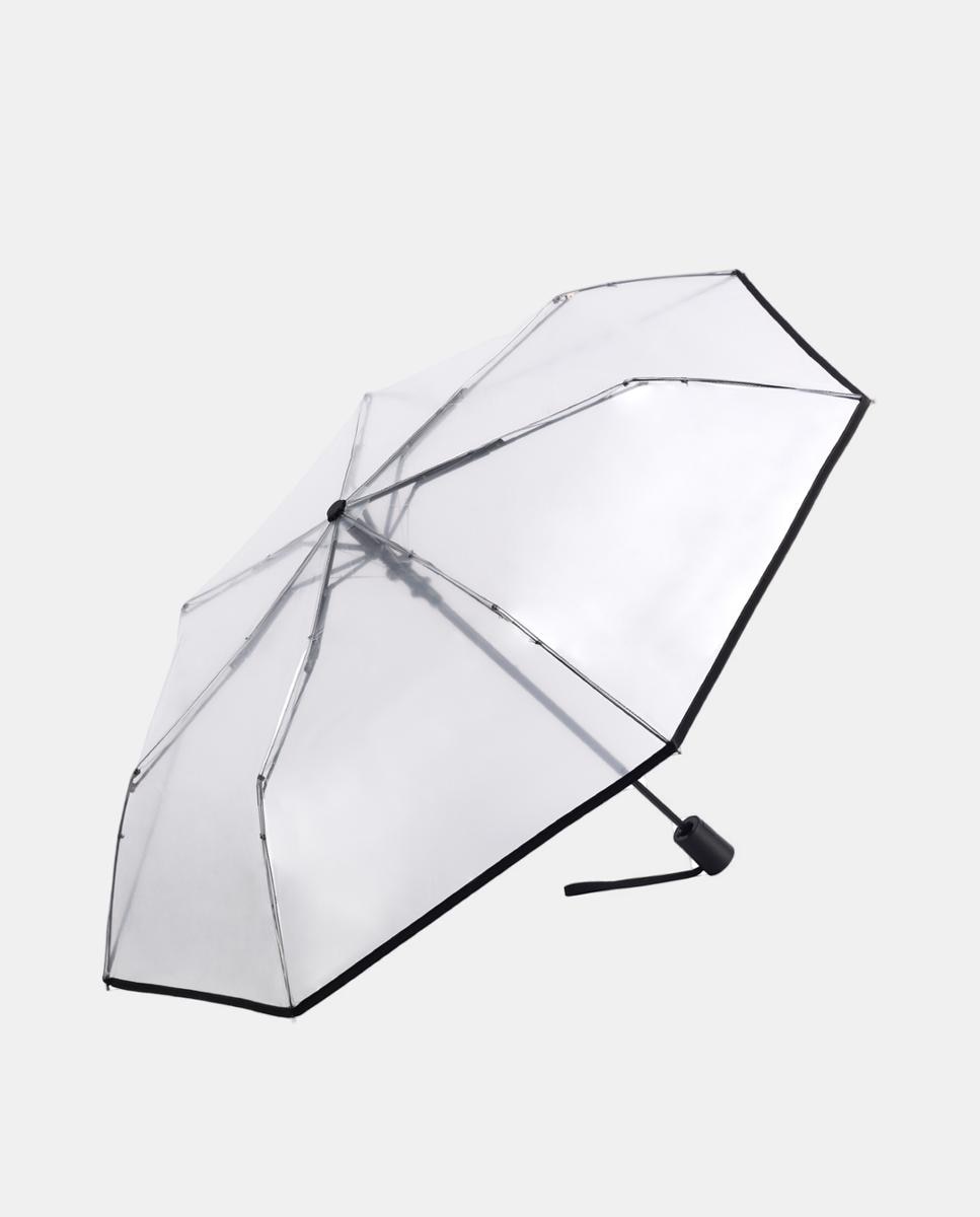 Guarda-Chuva Mini Automático com Cabo Direito. PVC Transparente. Transparente-1