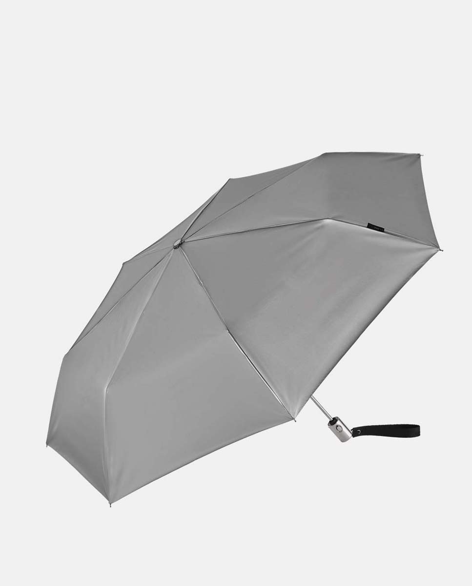 Guarda-Chuva Dobrável Abre e Fecha "Metallize" com Tecido Metalizado Brilhante por Fora e Mate por Dentro. Com Sistema Windproof Prata-1
