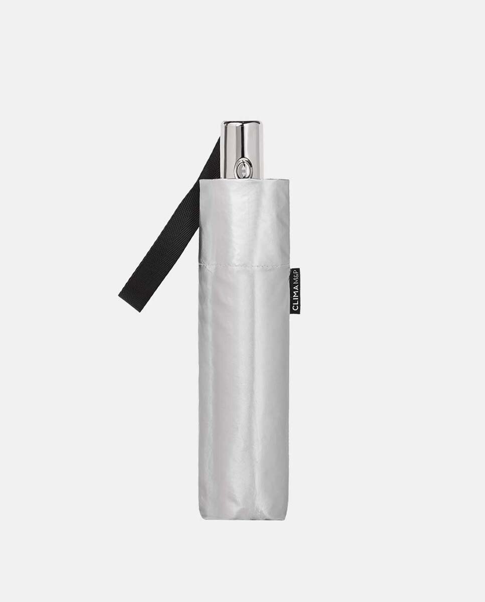 Guarda-Chuva Dobrável Abre e Fecha "Metallize" com Tecido Metalizado Brilhante por Fora e Mate por Dentro. Com Sistema Windproof Prata-2