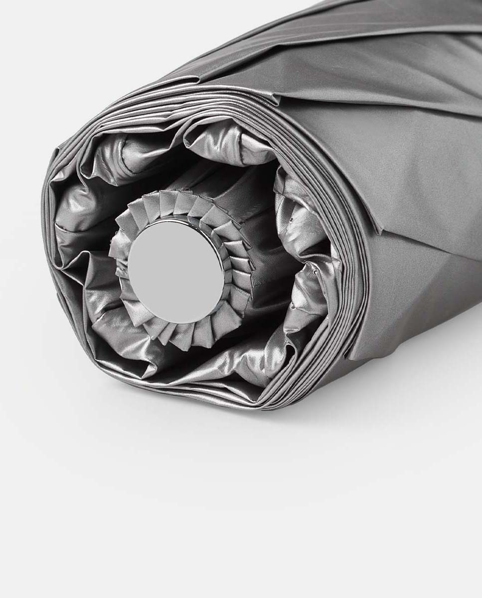 Guarda-Chuva Dobrável Abre e Fecha "Metallize" com Tecido Metalizado Brilhante por Fora e Mate por Dentro. Com Sistema Windproof Prata-3