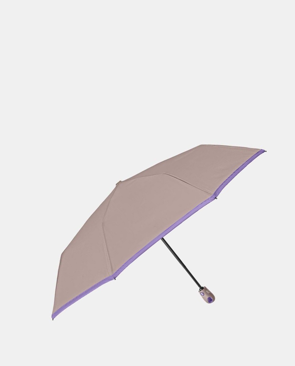 Guarda-Chuva Dobrável com Fecho e Abertura Automáticos, Varetas de Fibra de Vidro, Ligeiro e Antivento Castanho-1