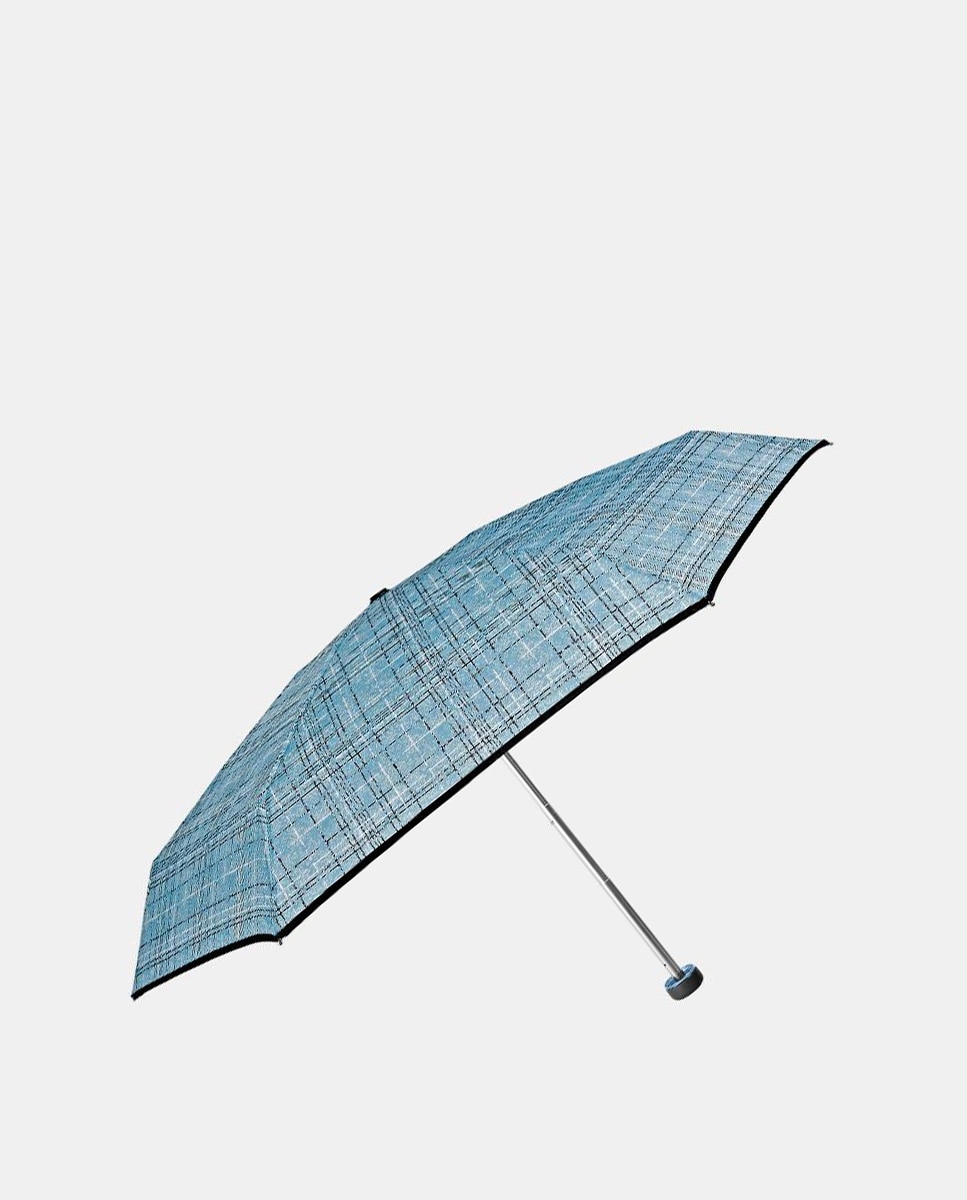 Guarda-Chuva Dobrável Mini Manual Ligeiro Antivento em Microfibra com Varetas de Fibra de Vidro Azul-1